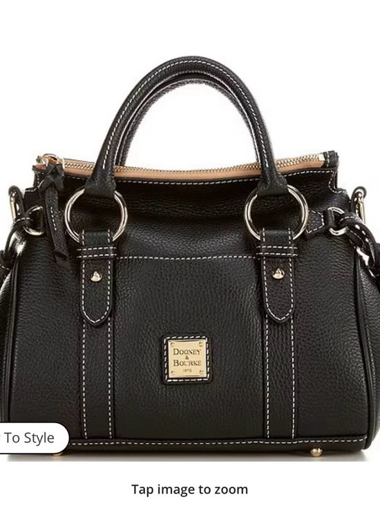 Dooney & Bourke Handbags - Dooney & Bourke Black Pebble Leather Satchel with Contrast Stitching